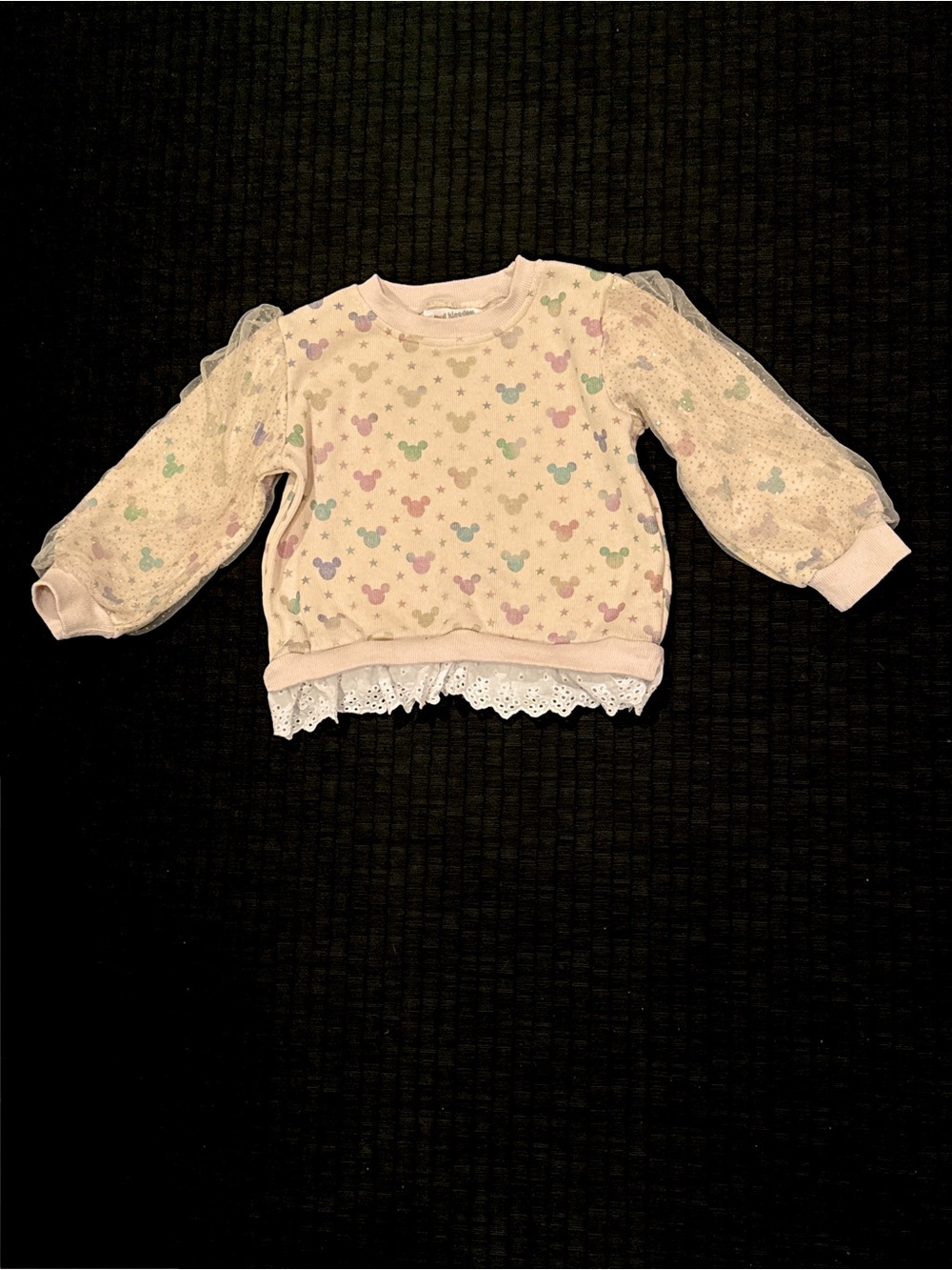 Size 3-4T Children's rainbow Pastel Mouse Print Long Sleeve with Puff Sleeves